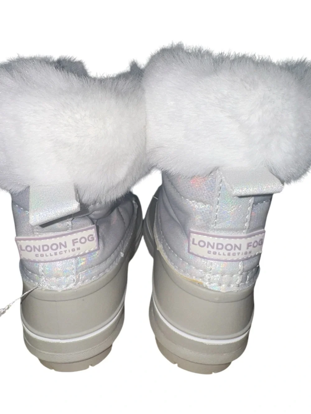 Kids London Fog White Faux-Fur Lined Winter Duck Boots